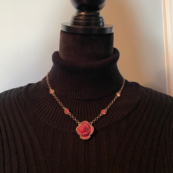 Betsey Johnson Jewelry - Betsey Johnson Glitter Rose Necklace